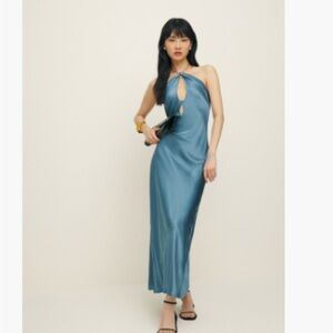 Reformation Teal Backless Dress
